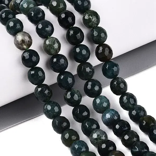 Natural Moss Agate Beads Strands