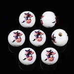 Halloween Printed Natural Wood Beads