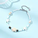 Boho Sea Turtle & Starfish Shell & Synthetic Turquoise Beaded Anklets