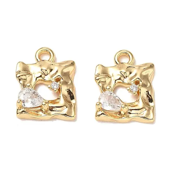 Brass Micro Pave Clear Cubic Zirconia Charms