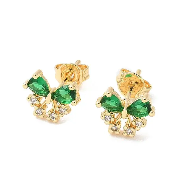 Rack Plating Brass Micro Pave Cubic Zirconia Stud Earrings