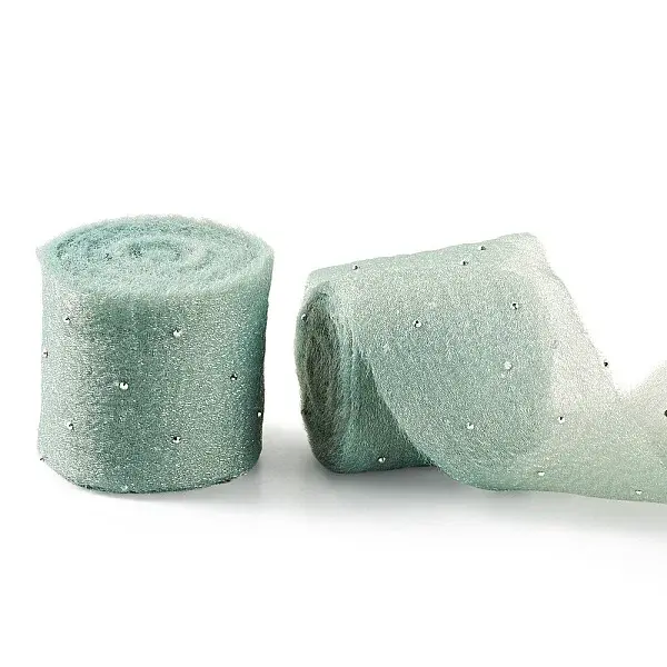 2Rolls Polyester Hot-fix Rhinestone Raw Edges Ribbon