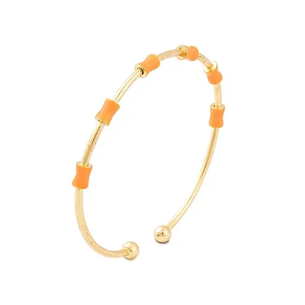 Brass Resin Bamboo Stick Open Cuff Bangles for Women