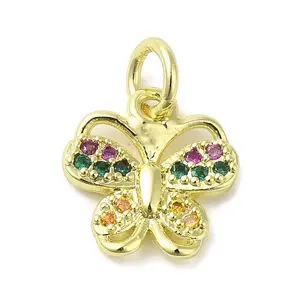 Golden Brass Pave Cubic Zirconia Pendants