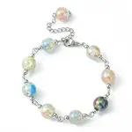 Resin with Gold Foil Round Beaded Chain Bracelet