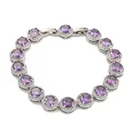 Flat Round Glass Link Chain Bracelets