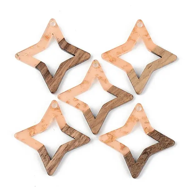 Transparent Resin & Walnut Wood Pendants