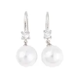Rack Plating Brass Cubic Zirconia ABS Pearl Earring Hooks
