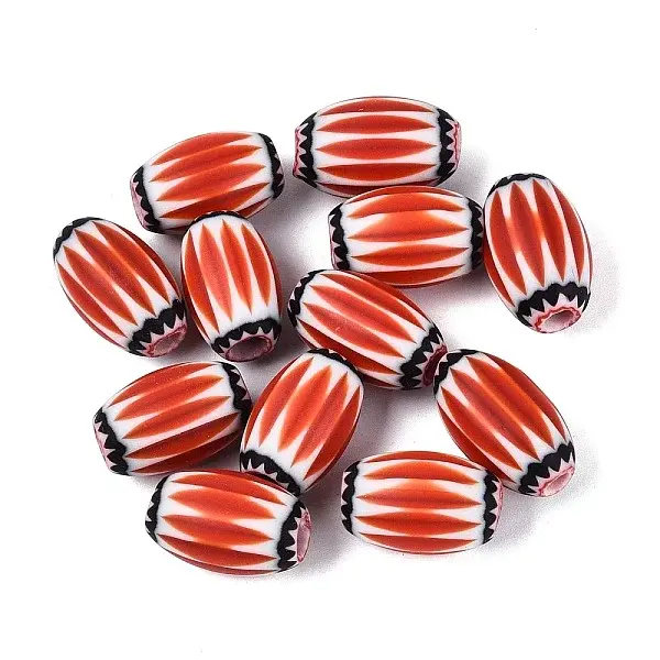 Handmade Millefiori Glass Barrel Beads