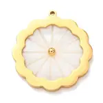Carved Natural White Shell 304 Stainless Steel Pendants