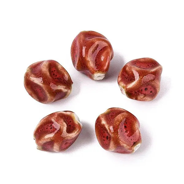 Vintage Handmade Porcelain Wrinkle Beads