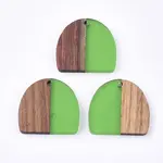 Resin & Walnut Wood Semi Circle Pendants