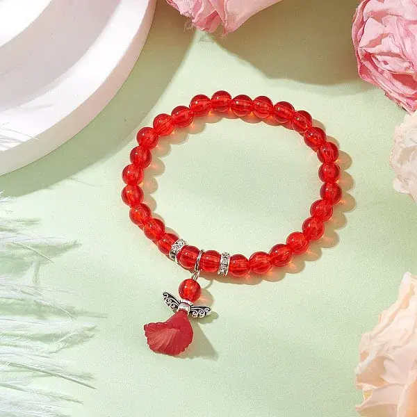 Transparent Plastic Beaded Stretch Bracelets for Children