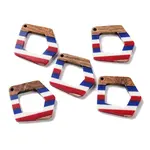 Independence Day Opaque Striped Resin & Walnut Wood Pendants