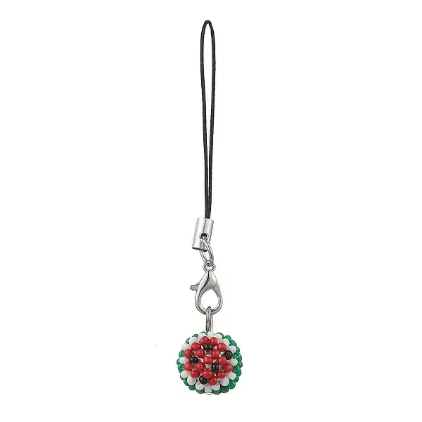 Watermelon Glass Seed Bead Beaded Charm Mobile Straps