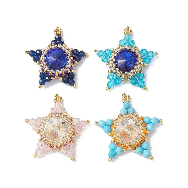 Glass & Seed Bead Woven Pendants