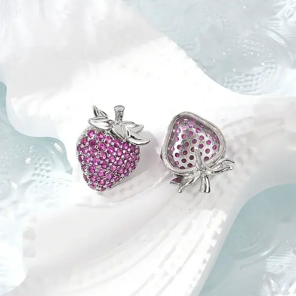 Strawberry Brass Micro Pave Cubic Zirconia Stud Earrings