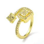 Brass with Cubic Zirconia Open Cuff Ring