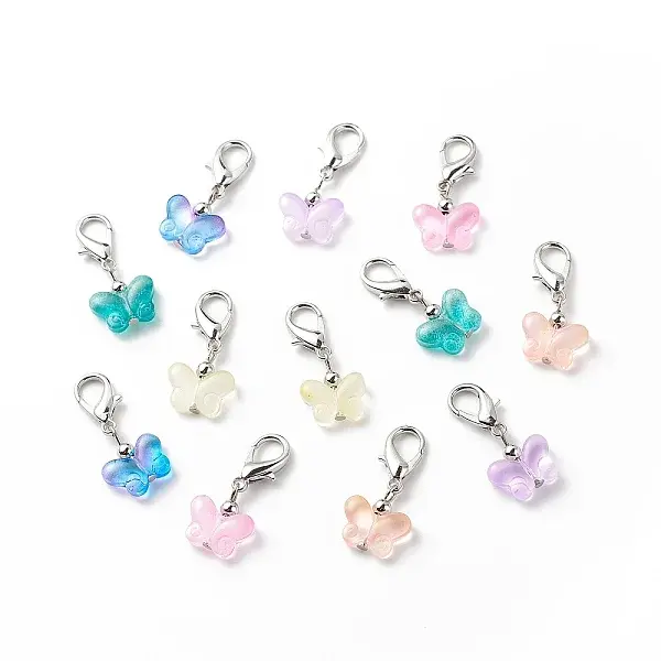 Transparent Spray Painted Glass Butterfly Pendant Decorations