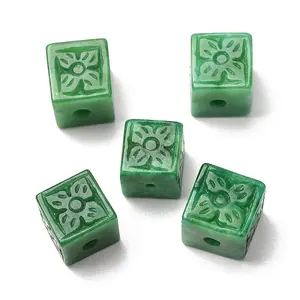 Natural Myanmar Jade Dyed Carved Beads