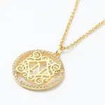 Brass Micro Pave Clear Cubic Zirconia Pendant Necklaces