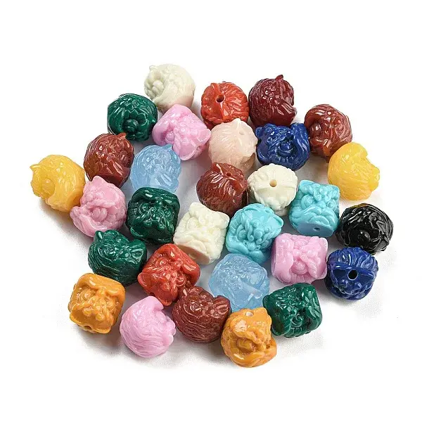Resin Lion Head Beads