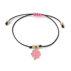 Alloy Enamel Clover Charm Bracelet