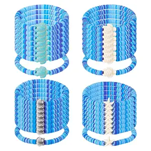 16Pcs 4 Style Handmade Polymer Clay Bead Bracelets