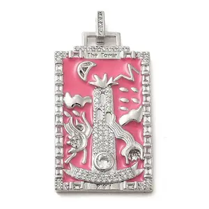 Brass Micro Pave Cubic Zirconia Pendants with Enamel