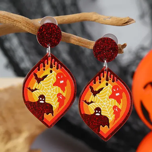 Acrylic Ghost Halloween Pendant DIY Keychain Stud Earrings Accessories