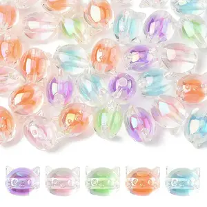 32Pcs UV Plating Rainbow Iridescent Acrylic Beads