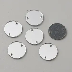 Flat Round Acrylic Mirror Sew on Rhinestone