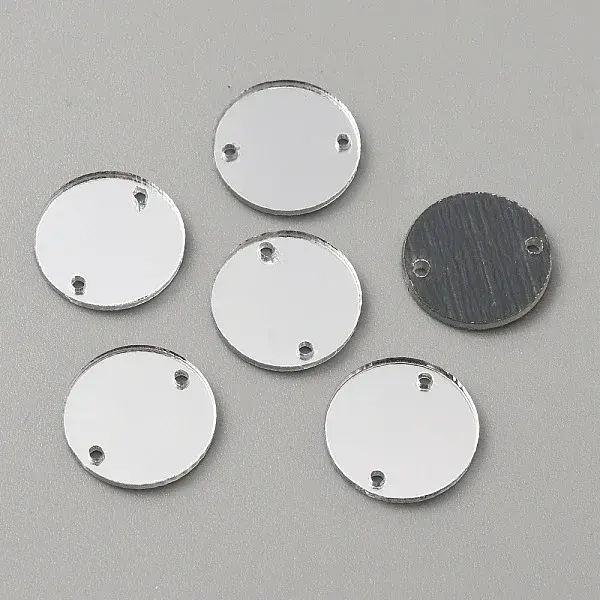 Flat Round Acrylic Mirror Sew on Rhinestone