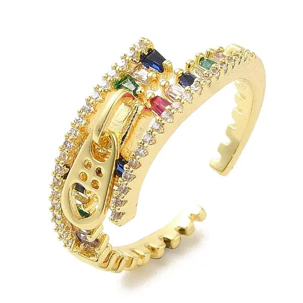 Brass Micro Pave Cubic Zirconia Cuff Rings