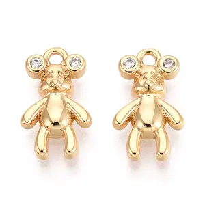 Brass Micro Pave Clear Cubic Zirconia Pendants