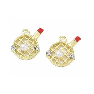 Alloy & ABS Plastic Pearl & Rhinestone Pendants Racket Charms
