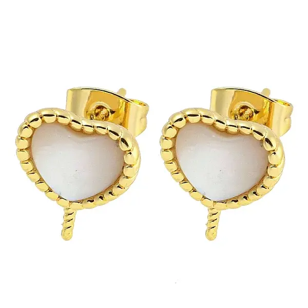 Brass with Shell Stud Earring Findings