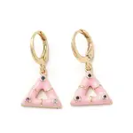 Triangle Golden Brass Dangle Leverback Earrings
