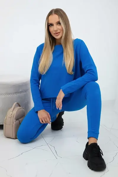 Set with an oversized blouse purple-blue