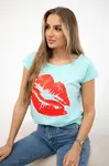 Blouse with mint lip print