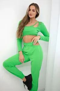 Complete with green neon blouse top