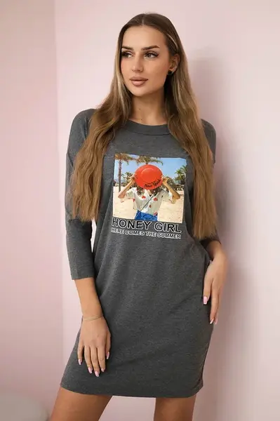 Honey girl graphite print dress