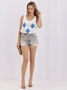 Bílo-modrý bavlněný top