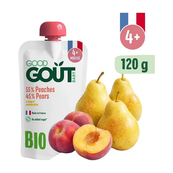 GOOD GOUT Broskyňa s hruškou BIO 120 g