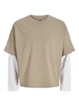 JACK & JONES Tričko 'JCOBIARRITZ'  svetlohnedá / biela