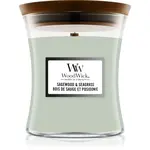 Woodwick Sagewood & Seagrass vonná svíčka s dřevěným knotem 275 g