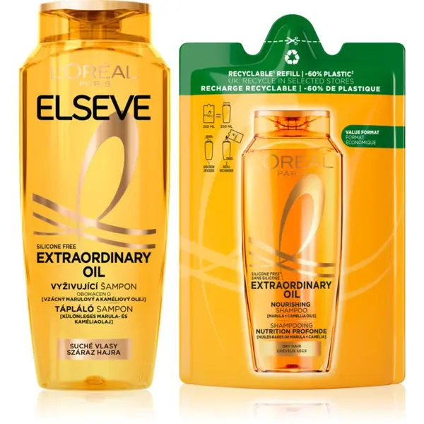 L’Oréal Paris Elseve Extraordinary Oil vyživující šampon pro suché vlasy 2 ks