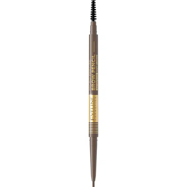 Eveline Cosmetics Micro Precise voděodolná tužka na obočí s kartáčkem 2 v 1 odstín 02 Soft Brown 4 g