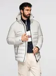 Ombre Men's winter jacket with detachable hood - cream
