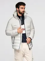 Ombre Men's winter jacket with detachable hood - cream